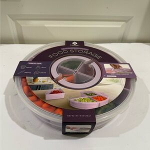 NEW Gourmet Round Purple Food Storage Container w/ 4 Removable Sections